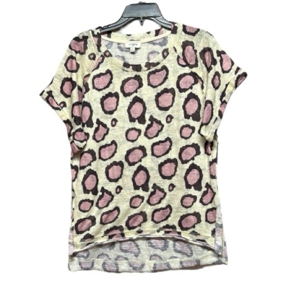 Umgee Pink and Cream Graphic High Low Short Sleeve Tee - Picture 1 of 4